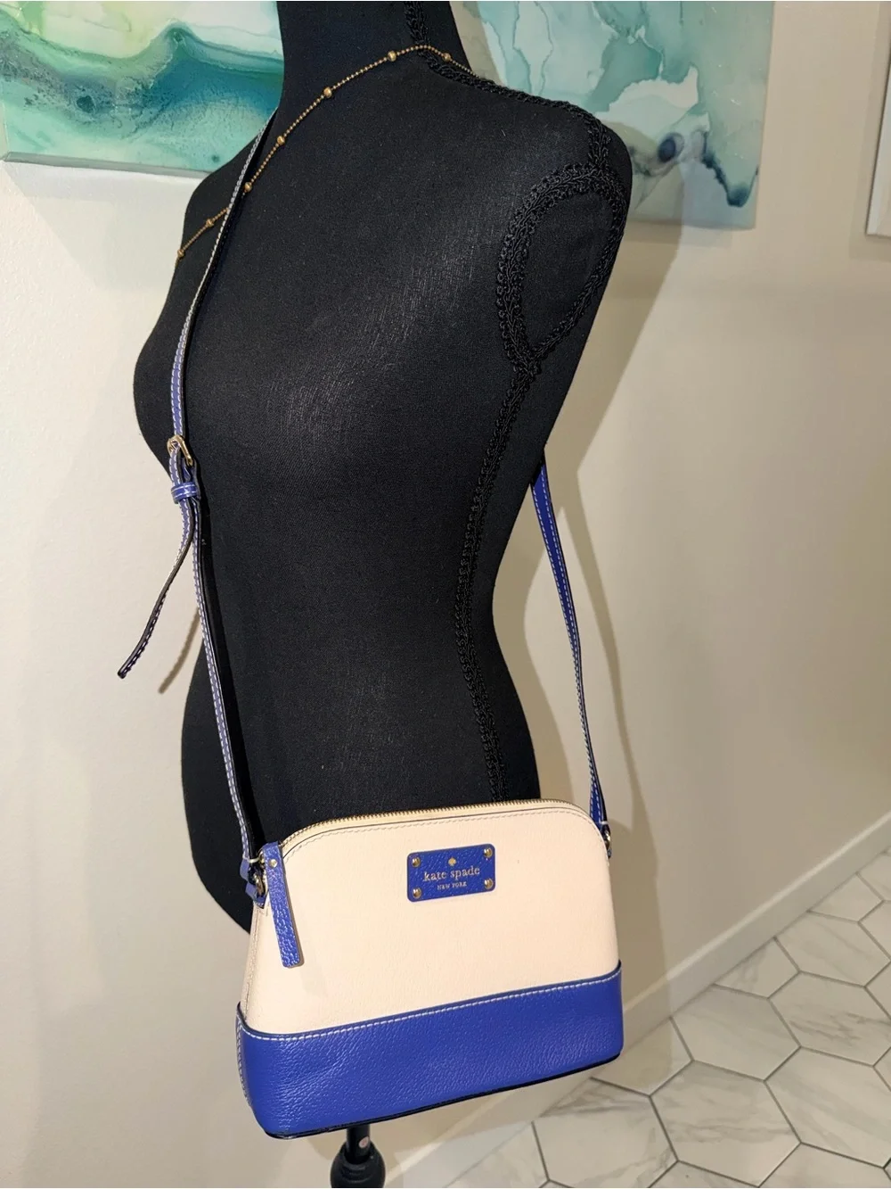 kate spade Two-Tone Cream and Blue Crossbody